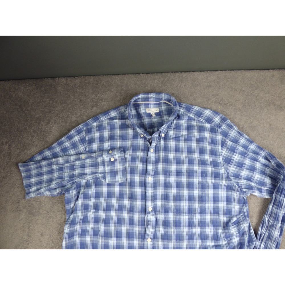 Peter Millar Mens Blue White Plaid Button Down Shirt XL MF19W80CVL - Picture 3 of 9